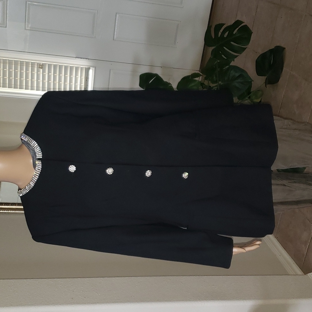 Vintage Clara Clara 10 rhinestone encrusted collar & buttons oversized blazer